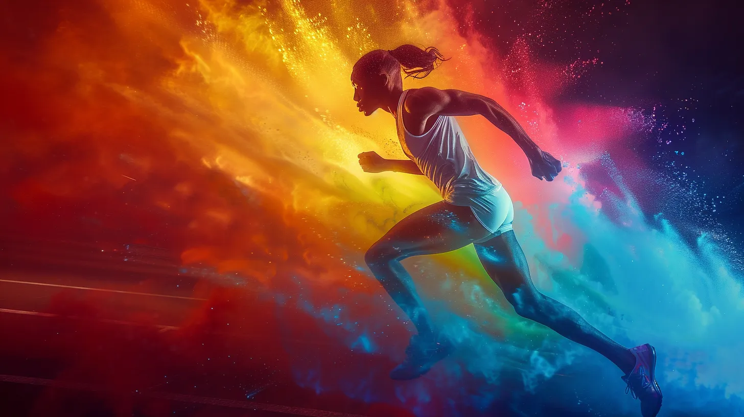 a vibrant and dynamic image of a sprinter on a track, radiating determination and strength, epitomizing the healing power of prp therapy in sports recovery and athletic performance.
