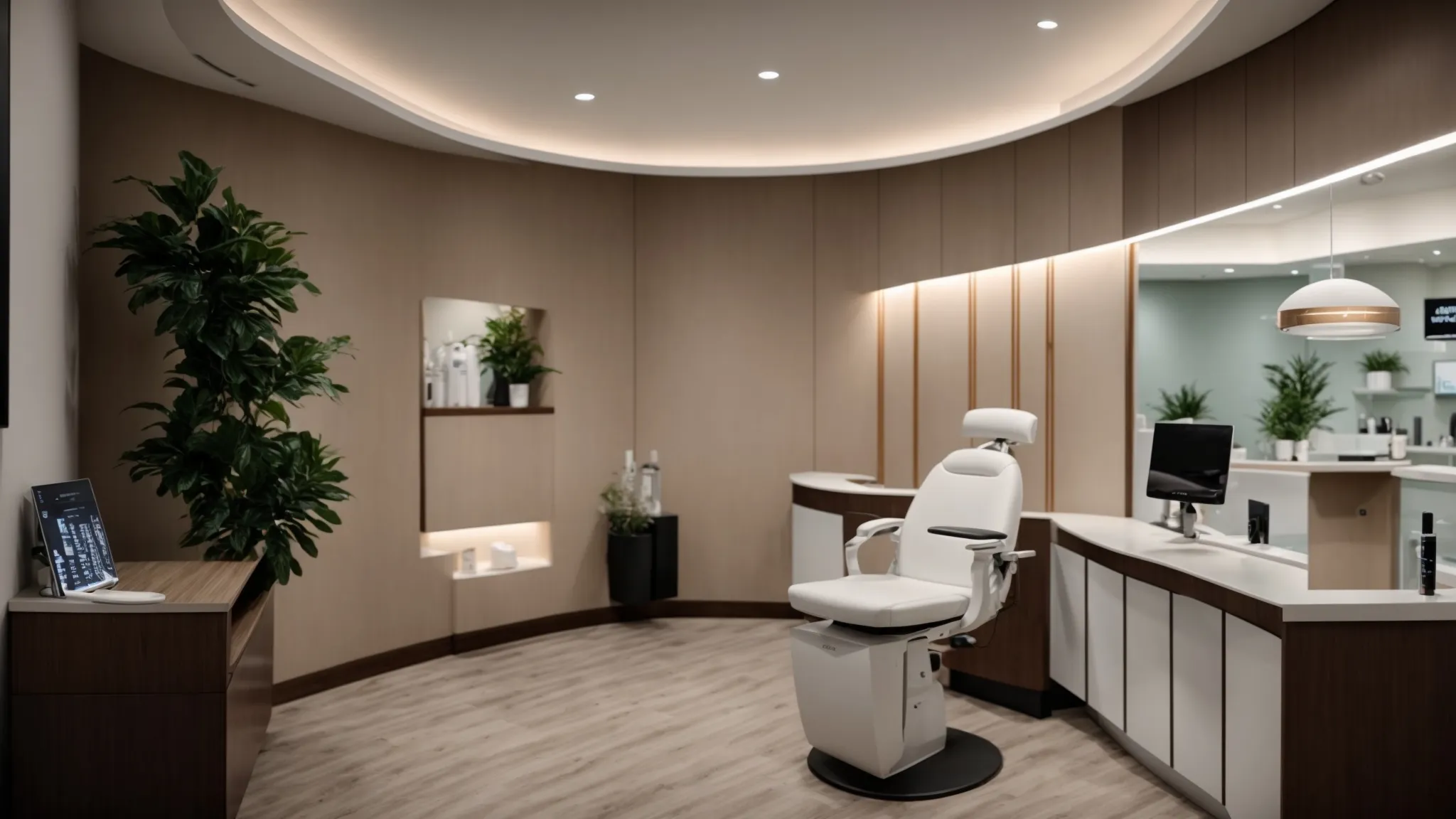 a serene, modern laser hair removal clinic in plymouth, mi, featuring sleek equipment and a welcoming atmosphere, highlighting the accessibility and professionalism of beauty treatments.