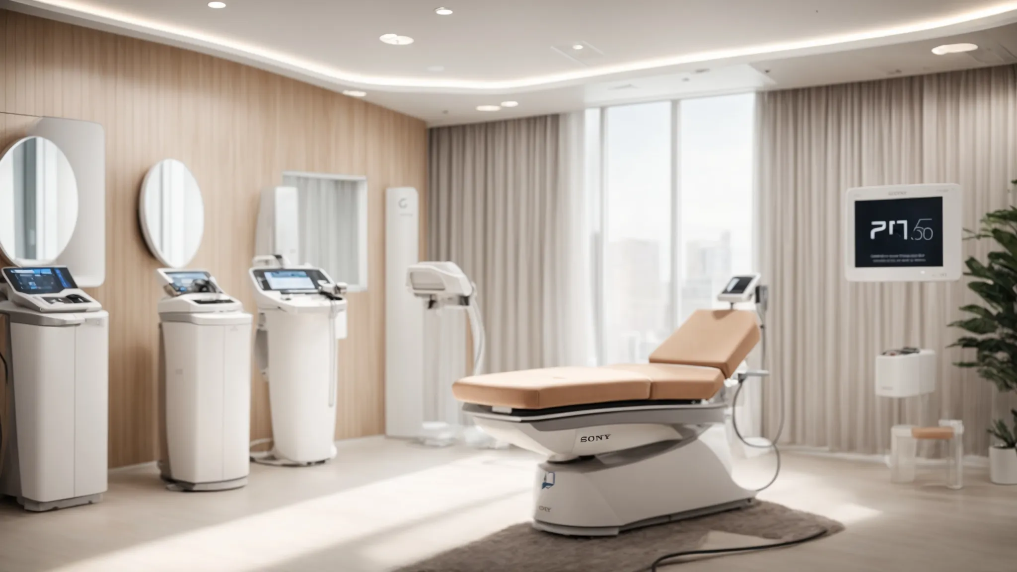 a sleek, modern laser hair removal clinic showcases advanced equipment and technology in a bright, welcoming environment, emphasizing professionalism and high-quality care.