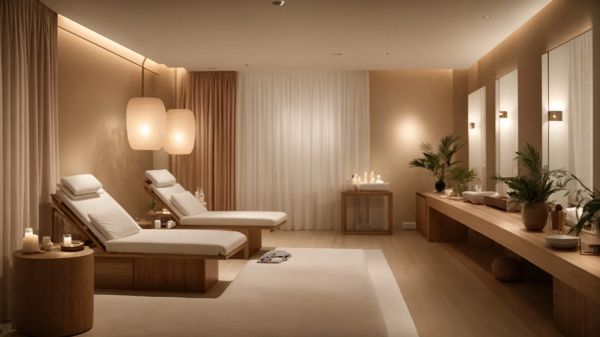 a serene and inviting spa environment illuminated by soft, warm lighting, showcasing a comfortable treatment room prepared for laser hair removal, emphasizing a sense of tranquility and optimal skin health.