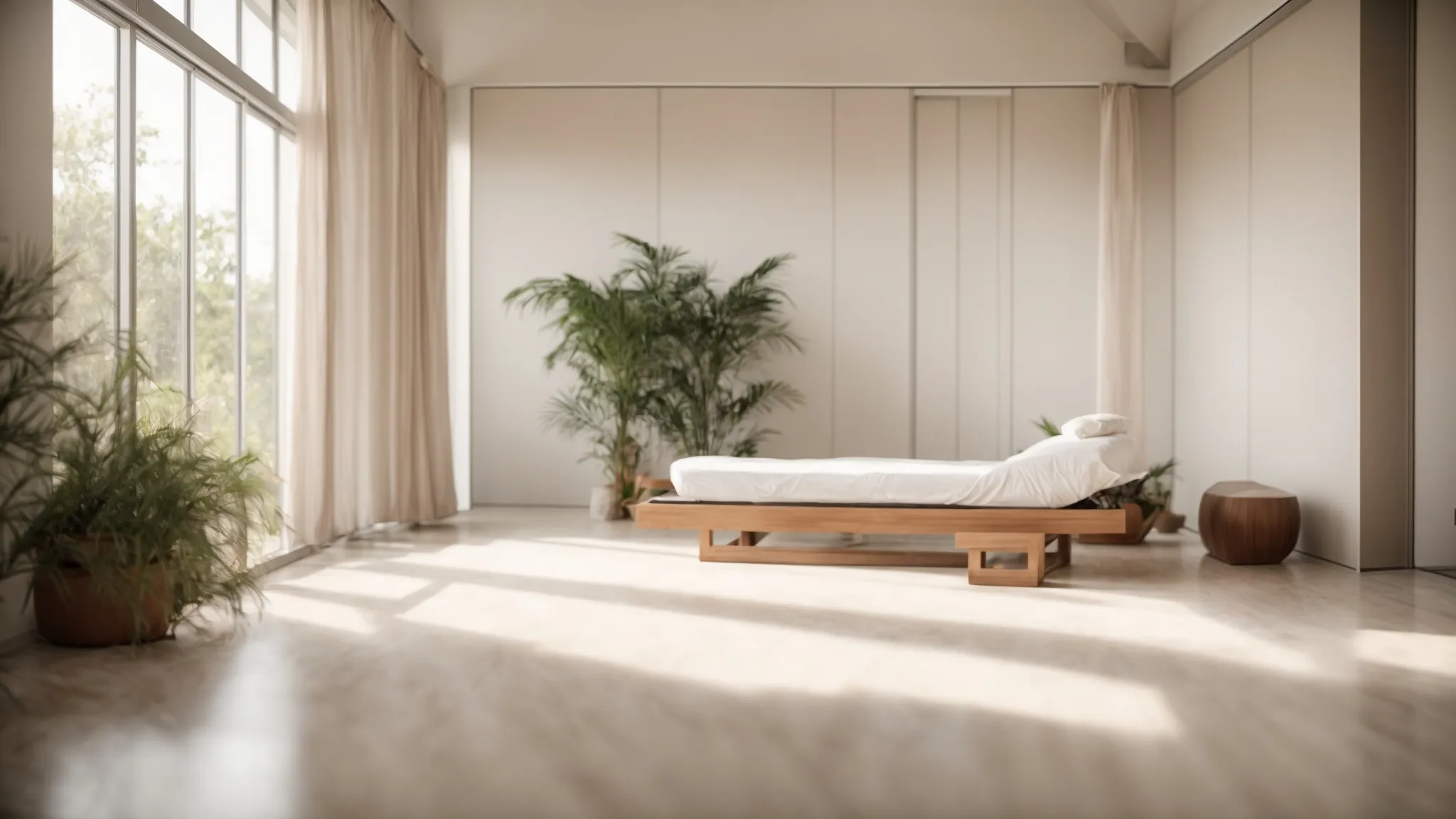 a serene and minimalist recovery room bathed in soft, natural light, featuring a peaceful setting with gentle reminders of rest, emphasizing the importance of mindful recovery after a medical procedure.