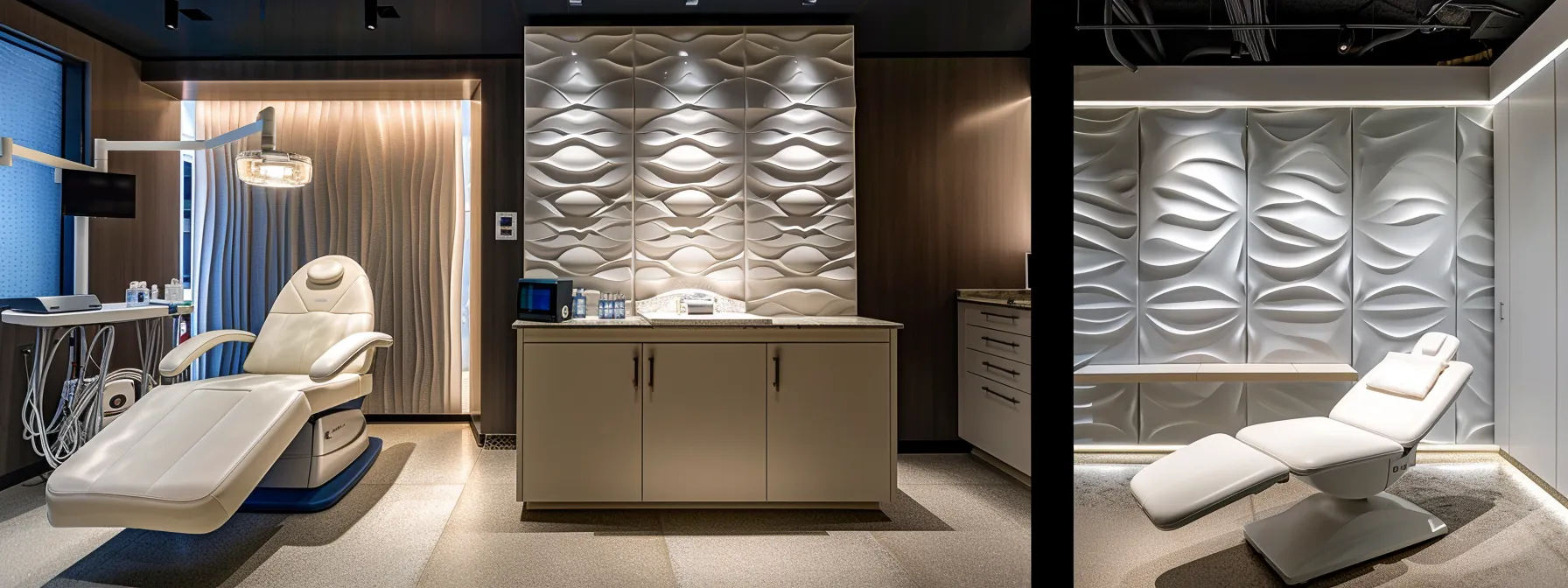 a modern spa treatment room in michigan, featuring sleek, high-tech microneedling equipment and a serene, inviting atmosphere, accentuated by soft, ambient lighting to evoke a sense of luxury and professionalism in skincare services.