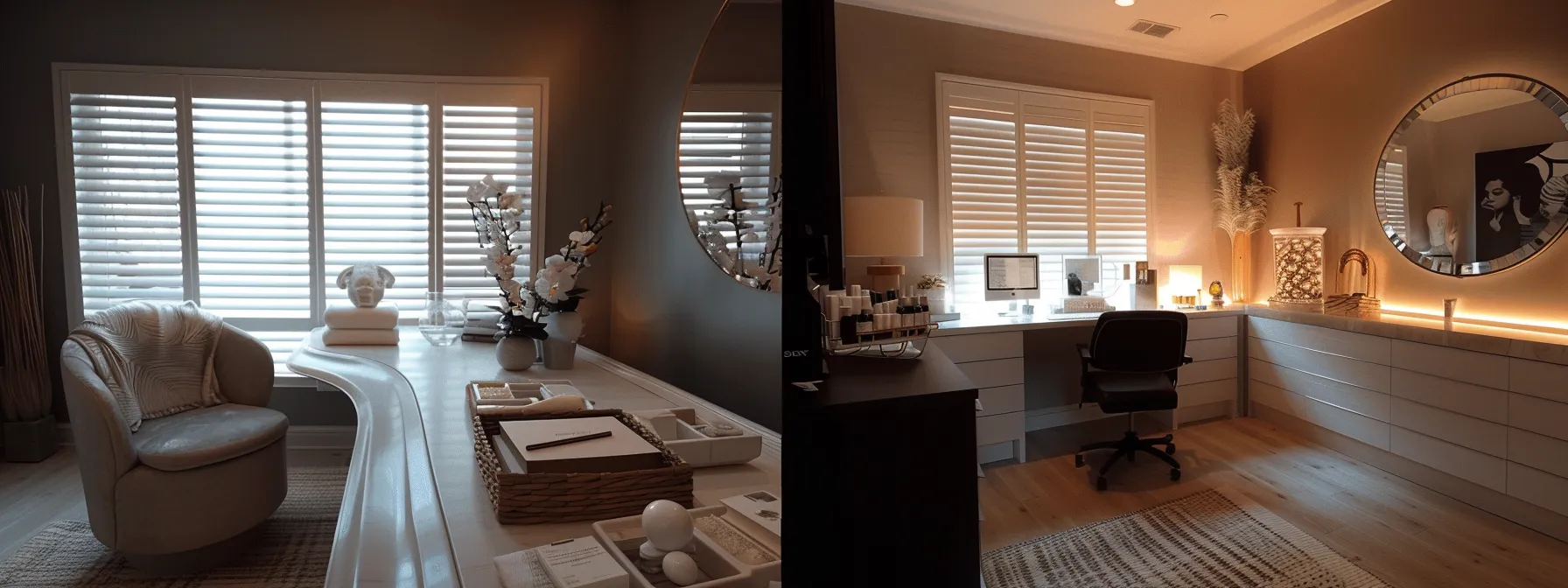 a stylish spa consultation room in michigan, elegantly adorned with modern decor, features a serene ambiance where a client attentively discusses hidden costs of microneedling treatments with a knowledgeable skincare professional, illuminated by soft, ambient lighting.